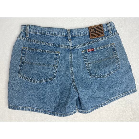 VTG Polo Jeans Co Ralph Lauren Saturday Short Light Wash Denim sz 14 Americanaf - Picture 2 of 9
